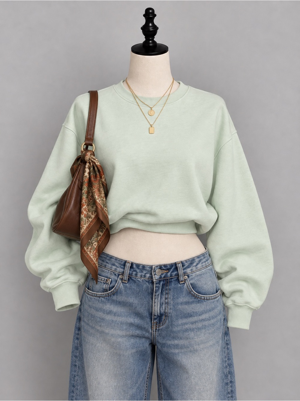 Brunette The Label Retro Pale Mint Crewneck Sweater